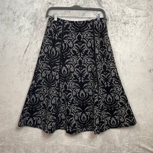 Whimsigoth Velvet Burnout Paneled A-Line Midi Skirt 6 Goth Dark Romantic Grunge